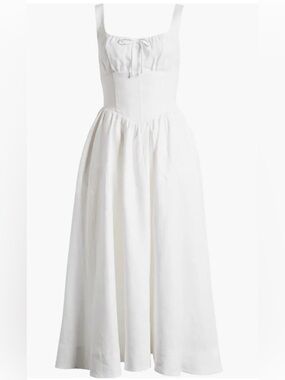 Reformation White Square-Neck Corset Maxi Dress